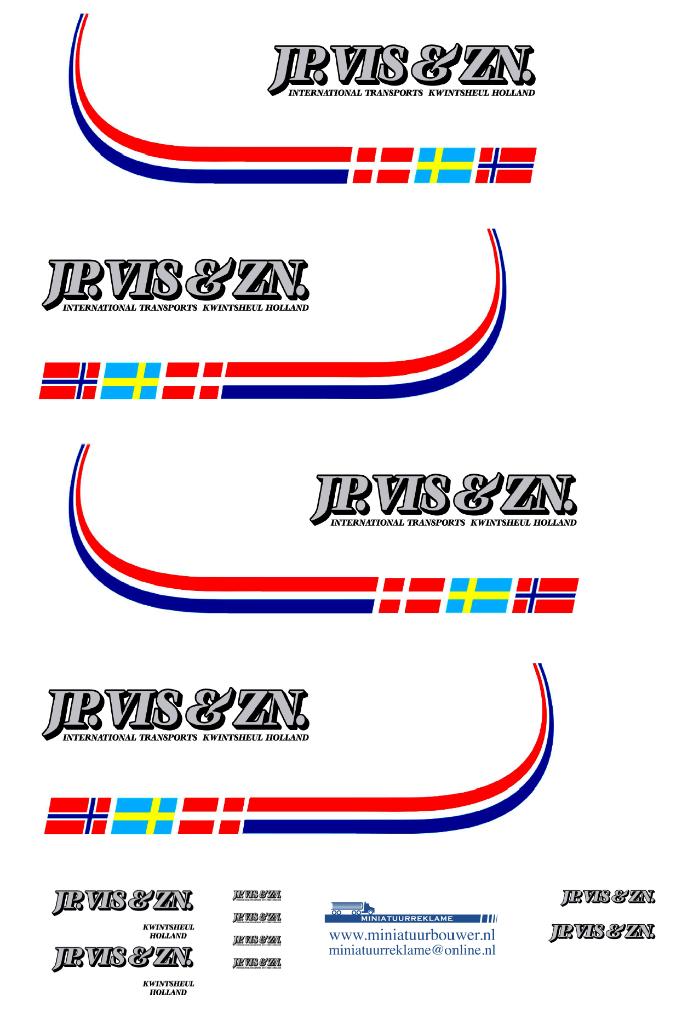 Vrachtauto decal 1:50 J.P.Vis Transport ( combi ) type 2, Verzenden, Nieuw, Bus of Vrachtwagen, Overige merken