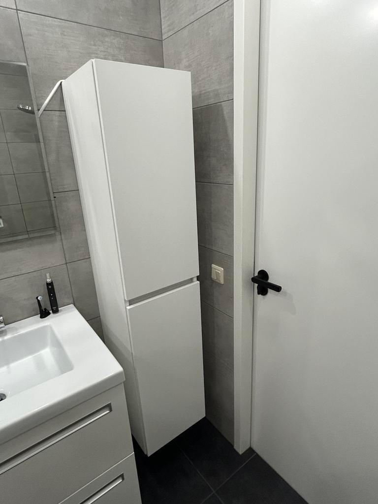 Bruynzeel badkamerkast hoog 160 cm wit, Ophalen, Zo goed als nieuw