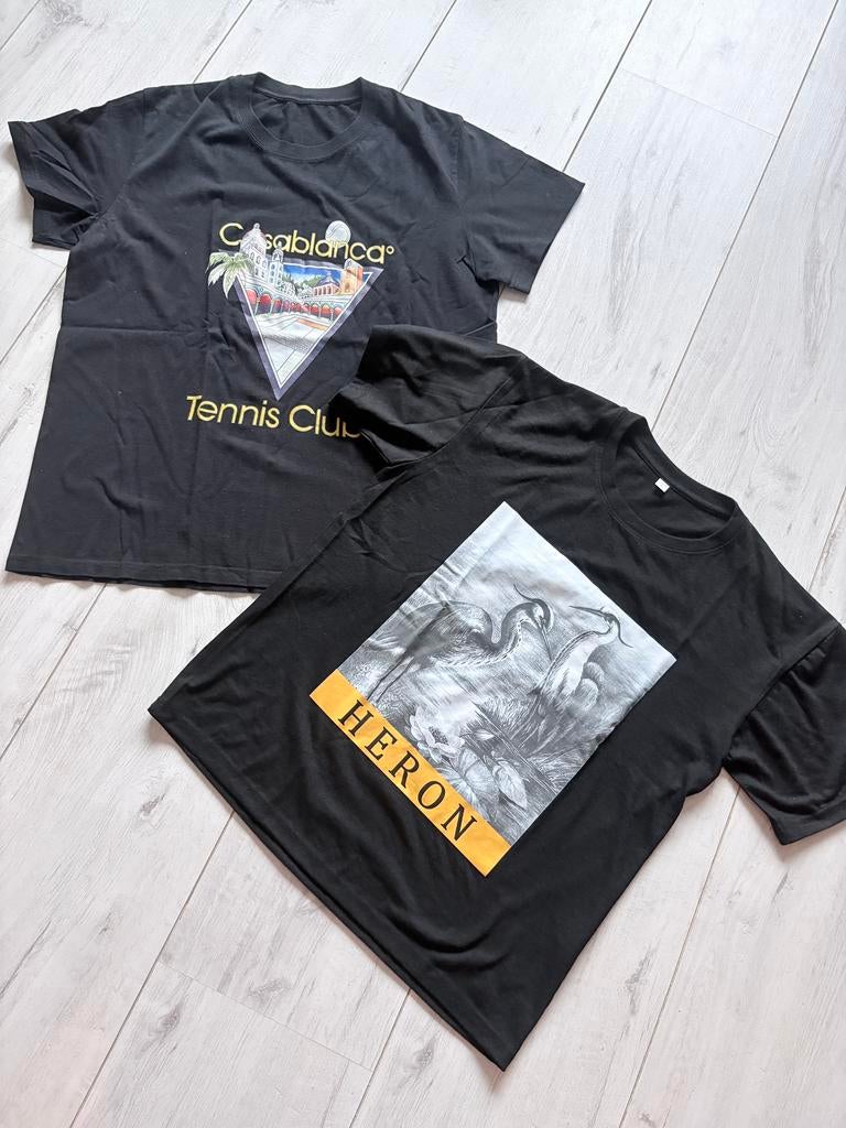 Zwarte shirt met tekst Heron en Casablanca, M., Kleding | Heren, T-shirts, Ophalen of Verzenden, Zwart