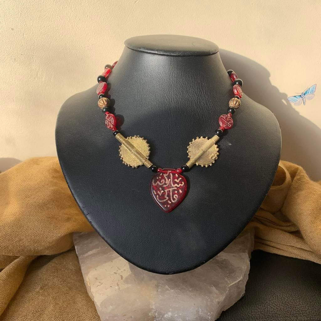 Obsidiaan trade haji beads beschermt amulet intuïtie uniek, Sieraden, Tassen en Uiterlijk, Kettingen, Zo goed als nieuw, Steen of Mineraal