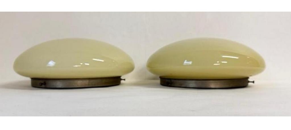 XXL vintage lamp geel glas halve bol Gispen stijl Ø 40 cm, Ophalen of Verzenden