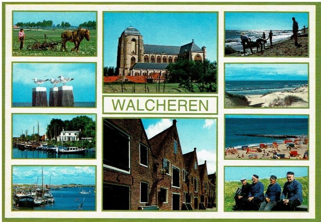 Ansichtkaart Walcheren, 10-luik, paard, haven, klederdracht, Ophalen of Verzenden, 1980 tot heden, Gelopen, Zeeland