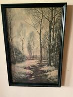 Vintage Zwart-wit Boslandschap prent achter glas, Ophalen, Natuur, Gebruikt, 1940 tot 1960