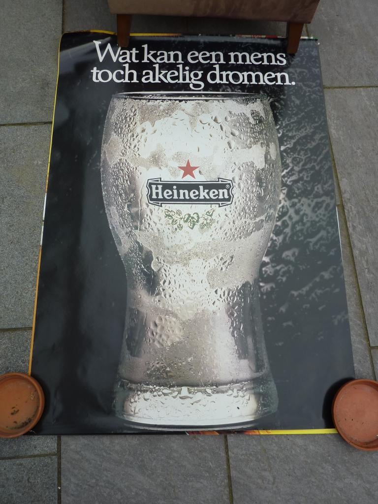 3 Oudere Heineken posters., Ophalen of Verzenden, Gebruikt, Reclamebord, Plaat of Schild, Heineken