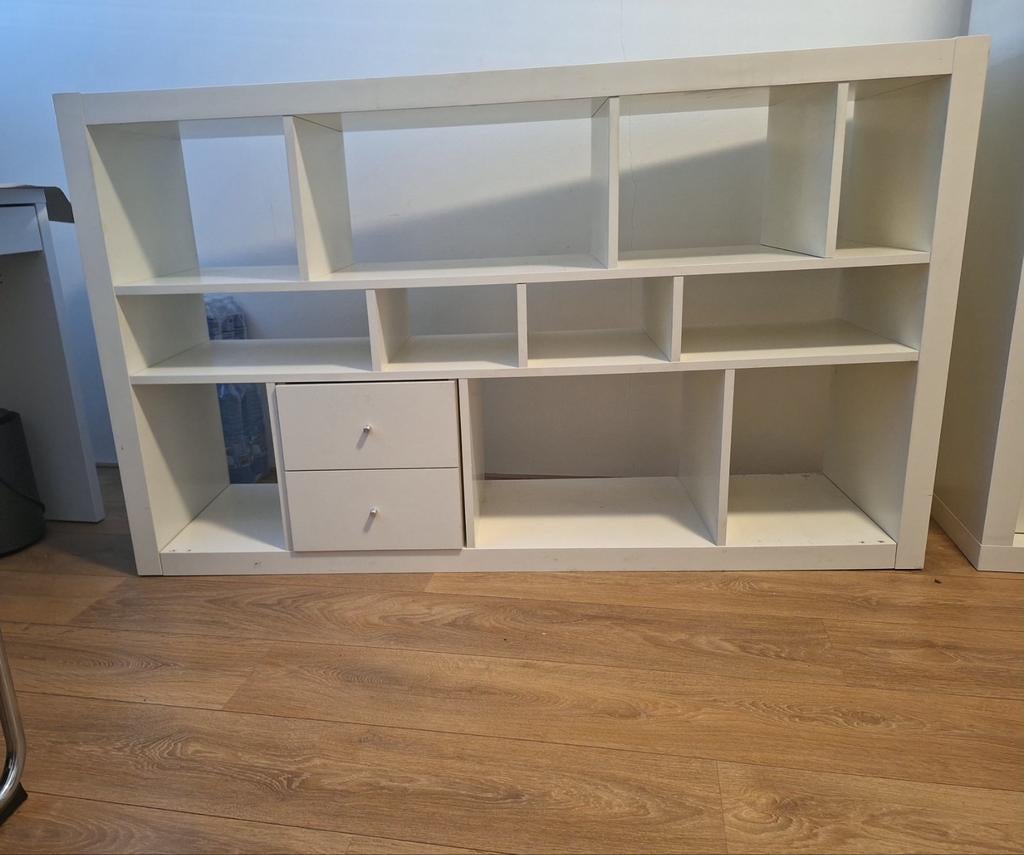 IKEA Expedit/Kallax kast met inzet lades, Met plank(en), Gebruikt, 100 tot 150 cm, Ophalen of Verzenden
