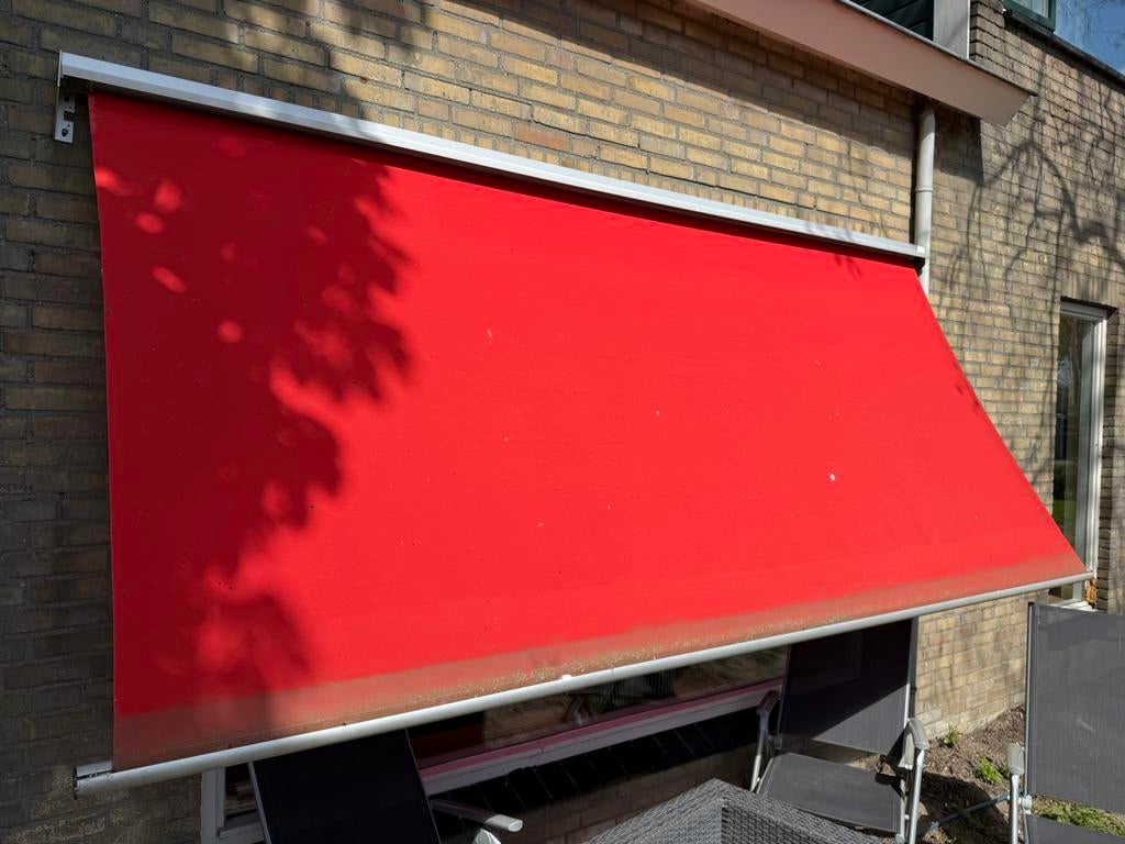 Zonnescherm 3.5 meter, Tuin en Terras, Zonneschermen, 150 tot 300 cm, Ophalen of Verzenden, Zo goed als nieuw, Knikarmscherm