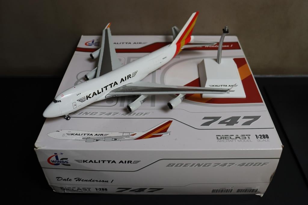 JC Wings Boeing 747-400F Kalitta Air 1/200, Ophalen of Verzenden, Gebruikt, Schaalmodel