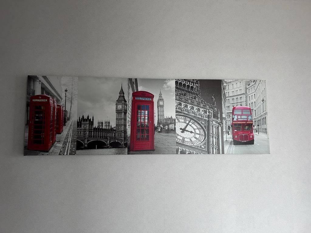 Schilderij Londen 140x45 cm, Ophalen, Gebruikt, 125 cm of meer, Schilderij