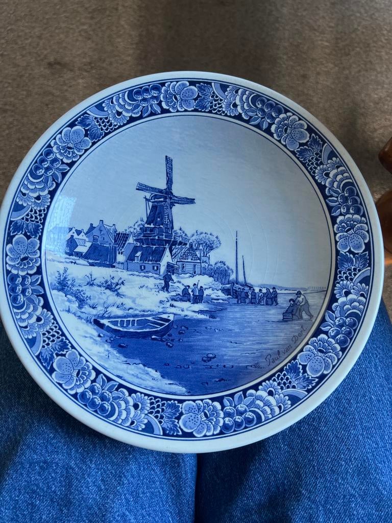 Delfts Blauw wandbord "Bevroren Rivier" Paul van Dort, Antiek en Kunst, Ophalen of Verzenden