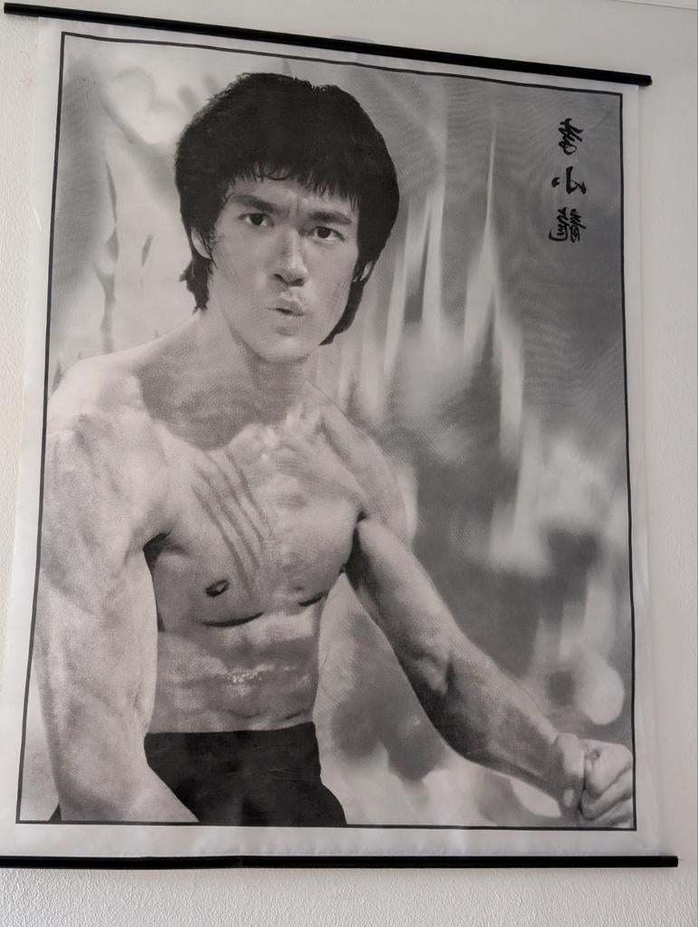 Bruce Lee Wandkleed - Iconische Zwart-Wit Poster, Verzenden