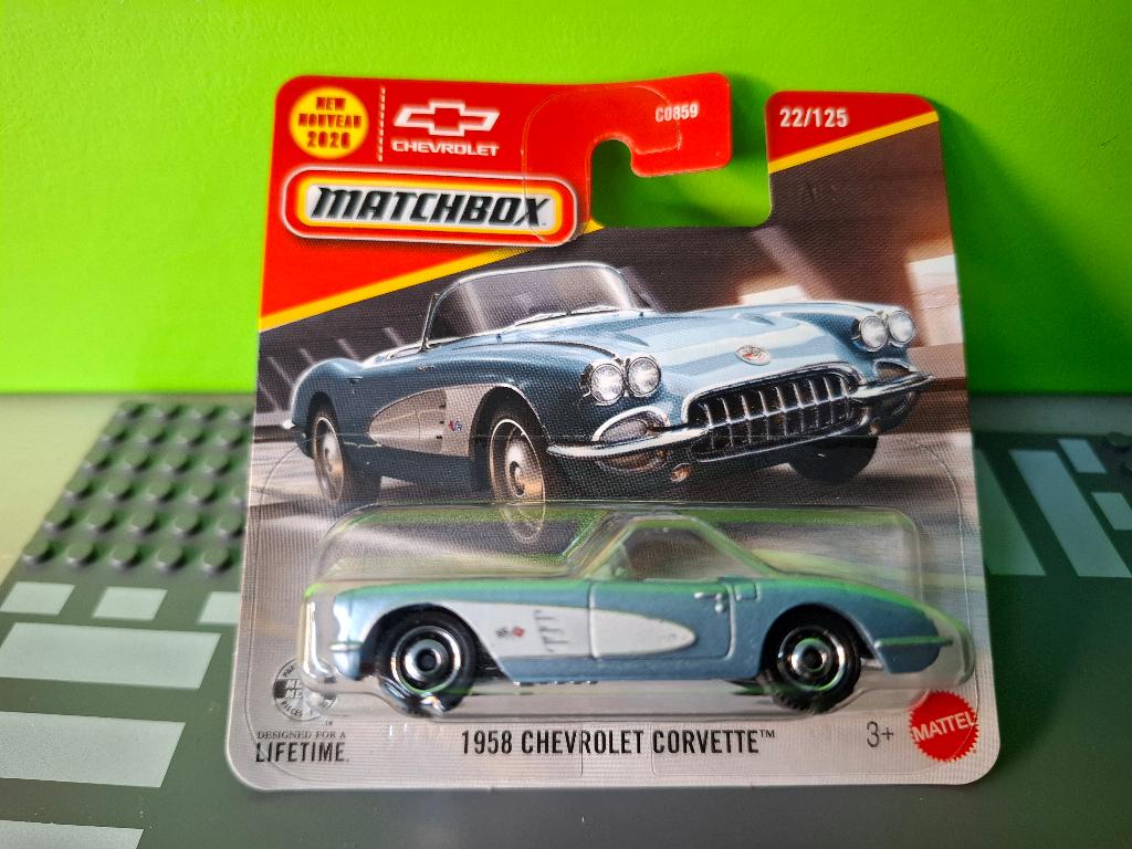 Matchbox 22 - 1958 Chevrolet Corvette [blauw] 1/60 MIB, Ophalen of Verzenden, Nieuw, Auto