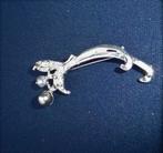 4 VERSCHILLENDE BROCHE S BLAD MET PAREL EN KRISTAL, VINTAGE, Overige materialen, 4 tot 7 cm, Verzenden, Met strass