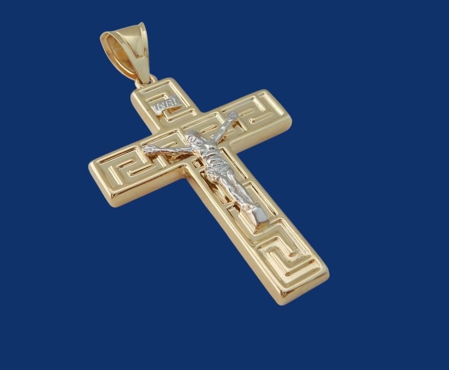 Groot 14 karaat Gouden Kruis Kettinghanger, Sieraden, Tassen en Uiterlijk, Kettinghangers, Jw, Verzenden, Nieuw, Kruis of Symbool