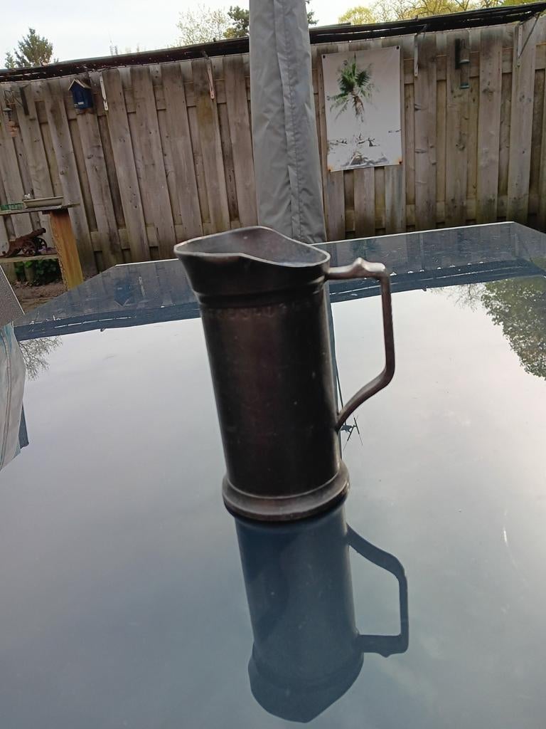 Antieke tinnen kan met merktekens - 'WURPNLIGER', Antiek en Kunst, Antiek | Tin, Ophalen of Verzenden