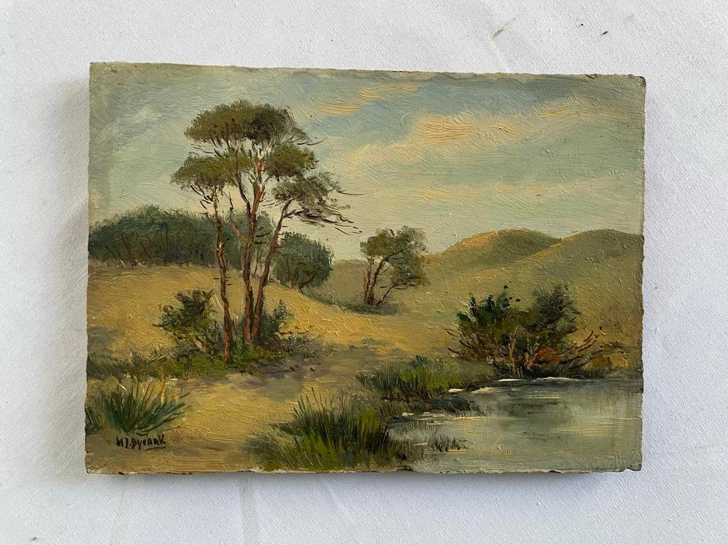 Landschap schilderij gesigneerd H.J. Byvank, Ophalen of Verzenden