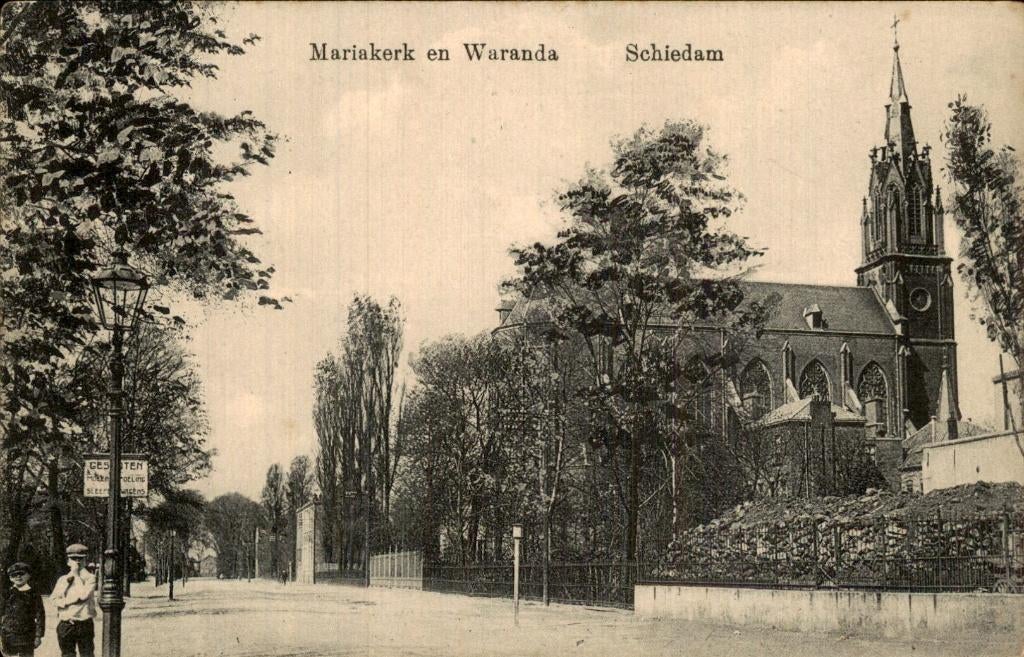 Mariakerk en Warande- Schiedam, Ophalen of Verzenden, Voor 1920, Gelopen, Zuid-Holland