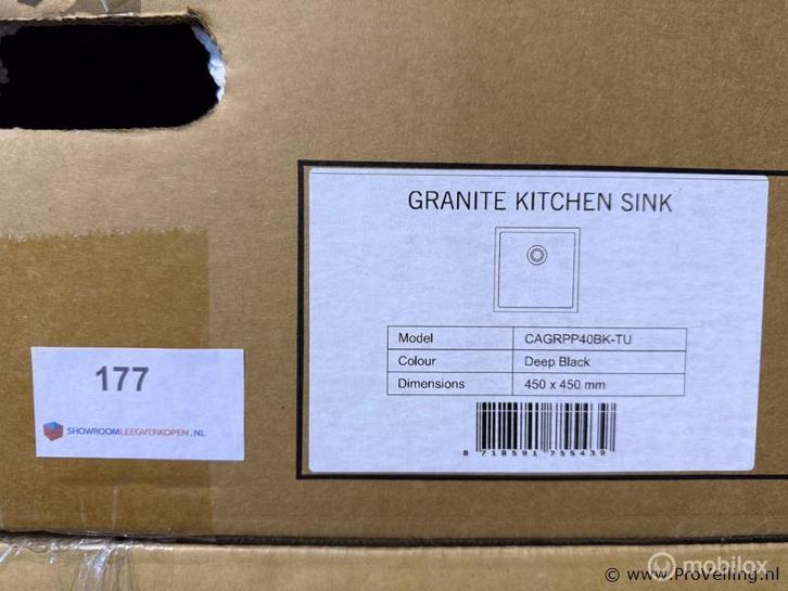 Online Veiling: CAGRPP40BK-TU Spoelbak diep zwart 450 x 4..., Huis en Inrichting, Keuken | Keukenbenodigdheden, Nieuw