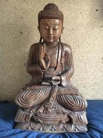 Groot massief houten boeddha beeld 73cm hoog, Ophalen, Zo goed als nieuw