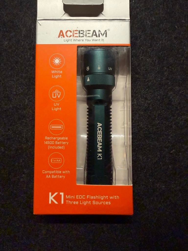 Acebeam K1 mini EDC flashlight teal zaklamp groen, Ophalen of Verzenden, Zo goed als nieuw, Accu