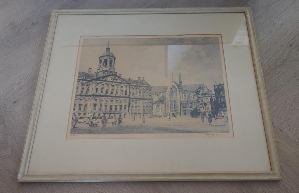 Roodenburg - Amsterdam : Historische Ets Firma J. Bokma, Antiek en Kunst, 49 cm, Stadsgezicht, Ophalen of Verzenden, Ingelijst