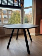 Ronde eikenhouten tafel karwei WOOOD Tablo - zwarte A-poten, 100 tot 150 cm, Ophalen of Verzenden, Zo goed als nieuw, Vier personen