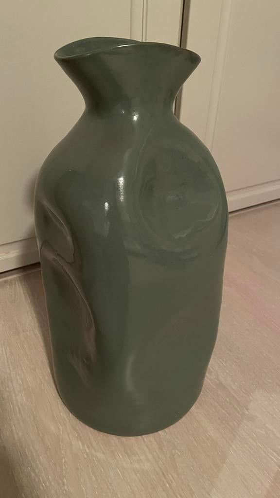 Luimes & luimes vaas, Ophalen of Verzenden, Minder dan 50 cm, Groen, Glas