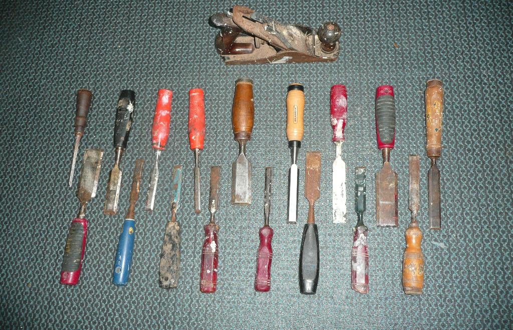 28 (ANTIEKE) beitels (nooitgedagt Stanley e.a.) 6 x SCHAAF, Antiek en Kunst, Antiek | Gereedschap en Instrumenten, Ophalen of Verzenden