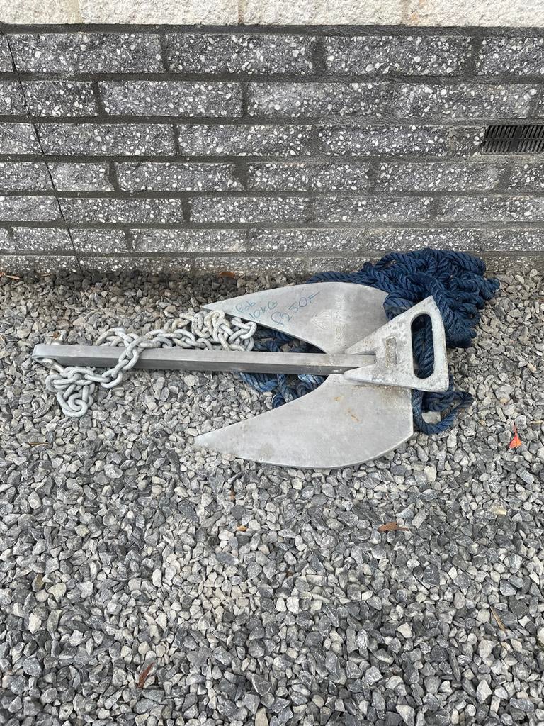Anker voor de boot - 10kg met ketting en lijn, Ophalen, Gebruikt, Overige typen