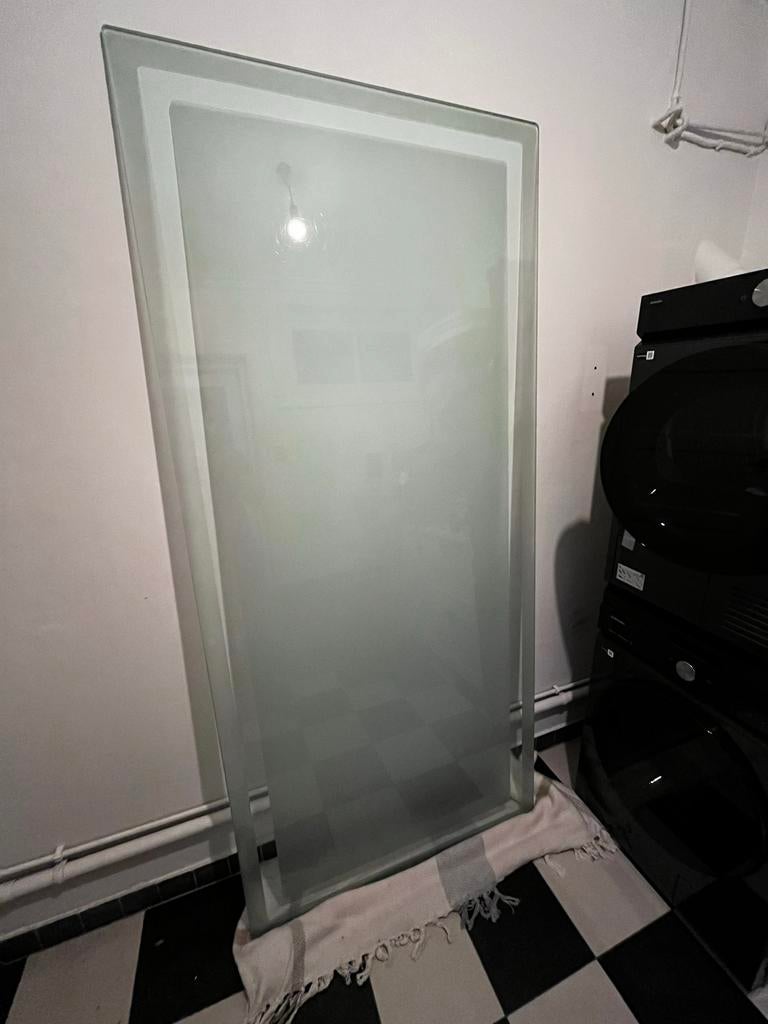 Glazen tafelblad 100 x 220 cm, Huis en Inrichting, Tafelonderdelen, Ophalen, Gebruikt, 100 tot 150 cm, 200 cm of meer