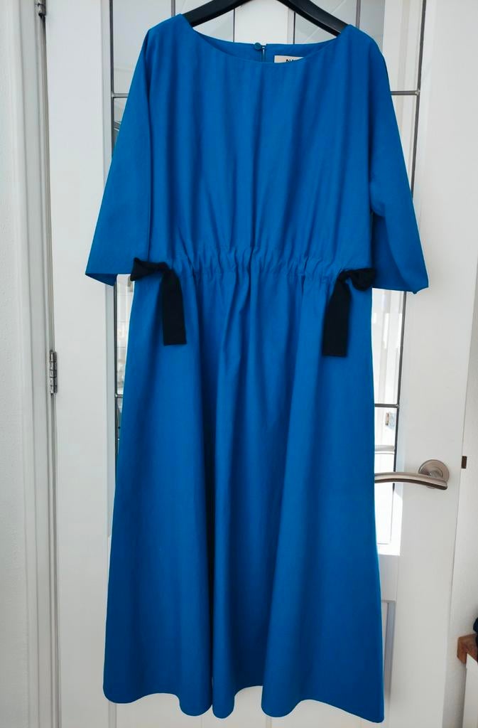 Natan  elegante midi jurk maat 42, Blauw, Maat 42/44 (L), Ophalen of Verzenden, Gedragen