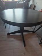 Zwarte uitschuifbare eettafels, Huis en Inrichting, Tafels | Eettafels, Ophalen, Gebruikt, Rond, 100 tot 150 cm