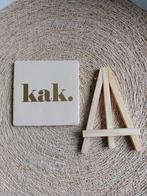 Handgemaakt tegeltje 10x10 beige met gouden tekst #kak, Ophalen of Verzenden, Nieuw