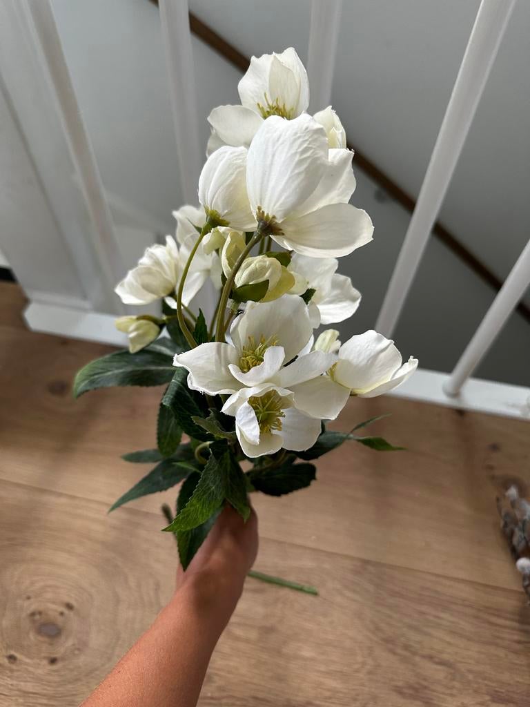 Twee kunstbloemen, witte Helleborus, Ophalen of Verzenden, Nieuw