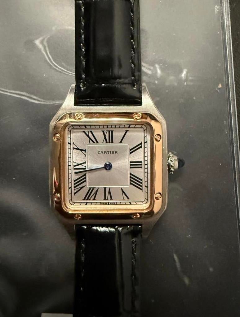 Cartier Santos Dumont Horloge - Zo goed als nieuw, Leer, Staal, Polshorloge, Zo goed als nieuw