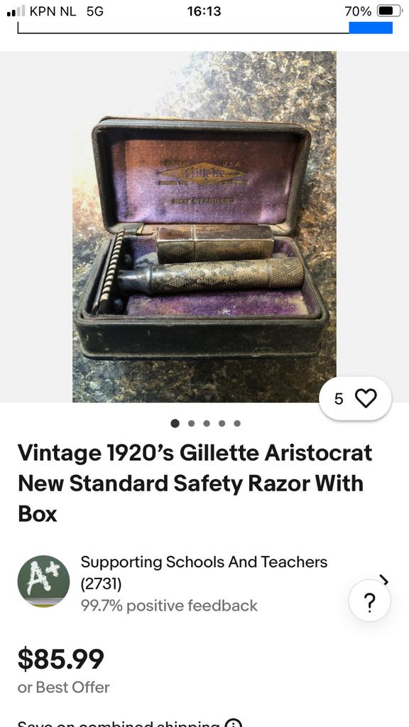 Vintage Gillette Aristocrat Veiligheidsscheermes met Doos, Ophalen of Verzenden