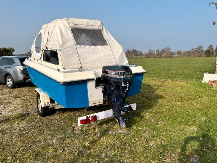 Kruiser Waterlander 5,50 met motor en trailer, Watersport en Boten, Motorboten en Motorjachten, Gebruikt, Polyester, Tot 6 meter