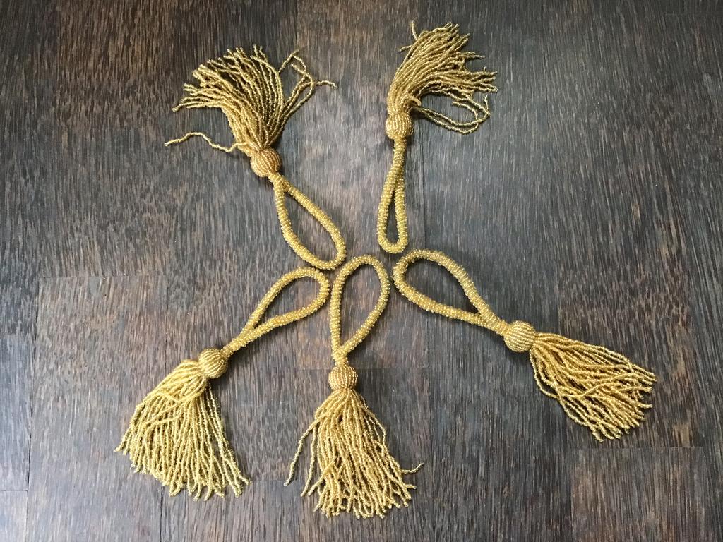 5 goudkleurige kralen sleutel/gordijn kwasten, Ophalen of Verzenden