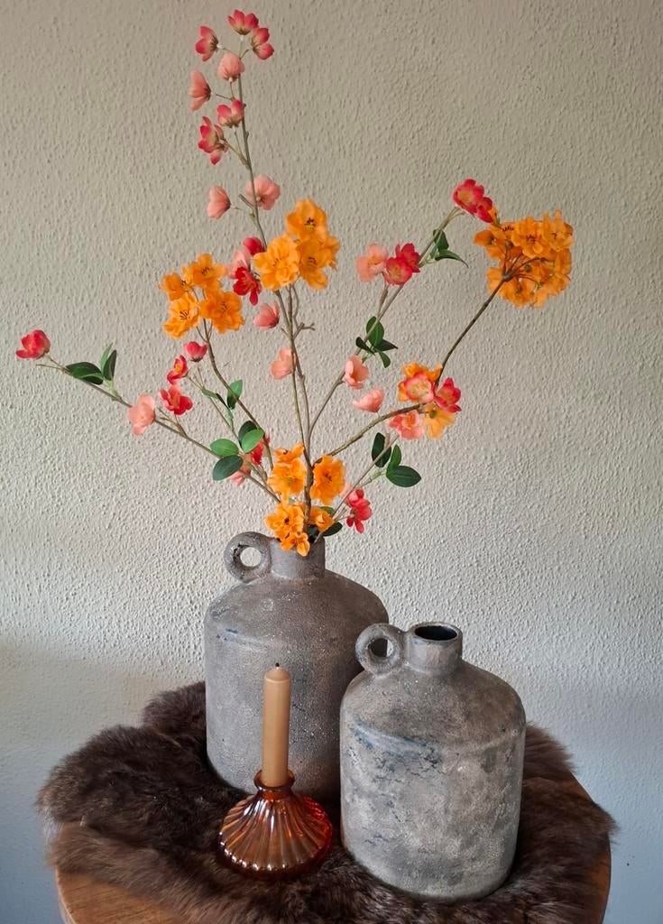 Set van 2 glazen karaf vazen met bloesemtakken, Overige kleuren, Nieuw, Ophalen of Verzenden, Glas