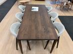 Unieke Eiken Eetkamerset – Design Tafel + 6 Stoelen - 220x95, Huis en Inrichting, Tafels | Eettafels, Ophalen, Eikenhout, 50 tot 100 cm