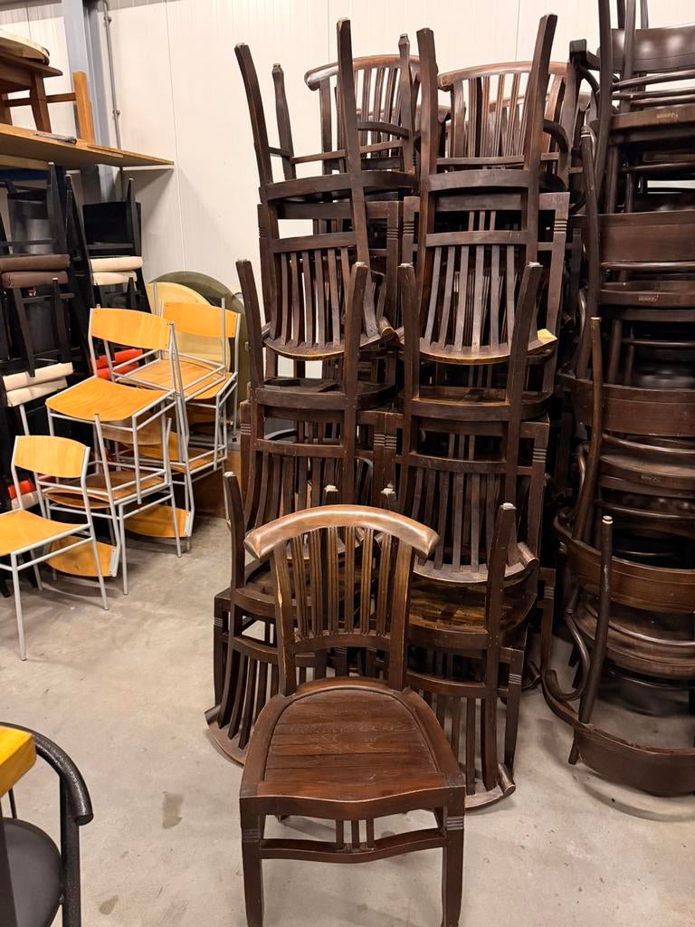 Massief houten stoelen koloniale cafe bar kroeg eetstoelen, Bruin, Ophalen of Verzenden, Vijf, Zes of meer stoelen, Hout