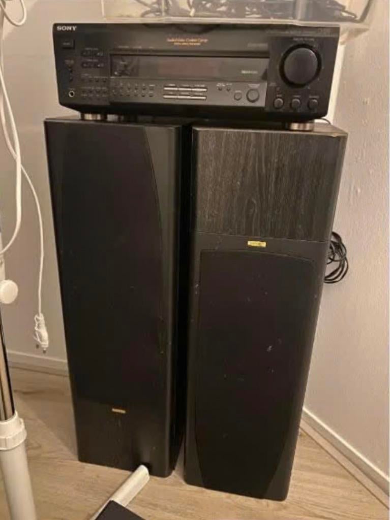 Jamo 98 Speakers & Sony Versterker –Vintage Audio Set-stereo, Ophalen, Gebruikt, 60 tot 120 watt, Front, Rear of Stereo speakers