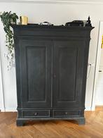Grote grenen kast, antraciet met chalk paint, Ophalen, Gebruikt