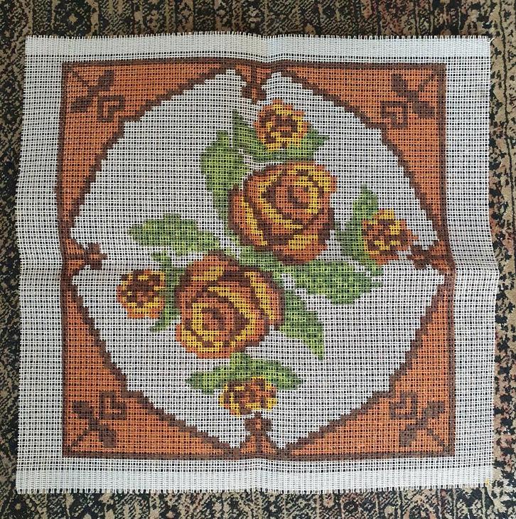 voorbedrukt smyrna of borduurstramien rozen kussen oranje, Hobby en Vrije tijd, Borduren en Borduurmachines, Nieuw, Verzenden