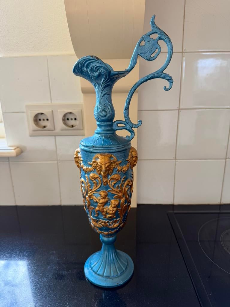 Peltrato Italy antieke barok Bacchus kan blauw goud, Antiek en Kunst, Ophalen of Verzenden
