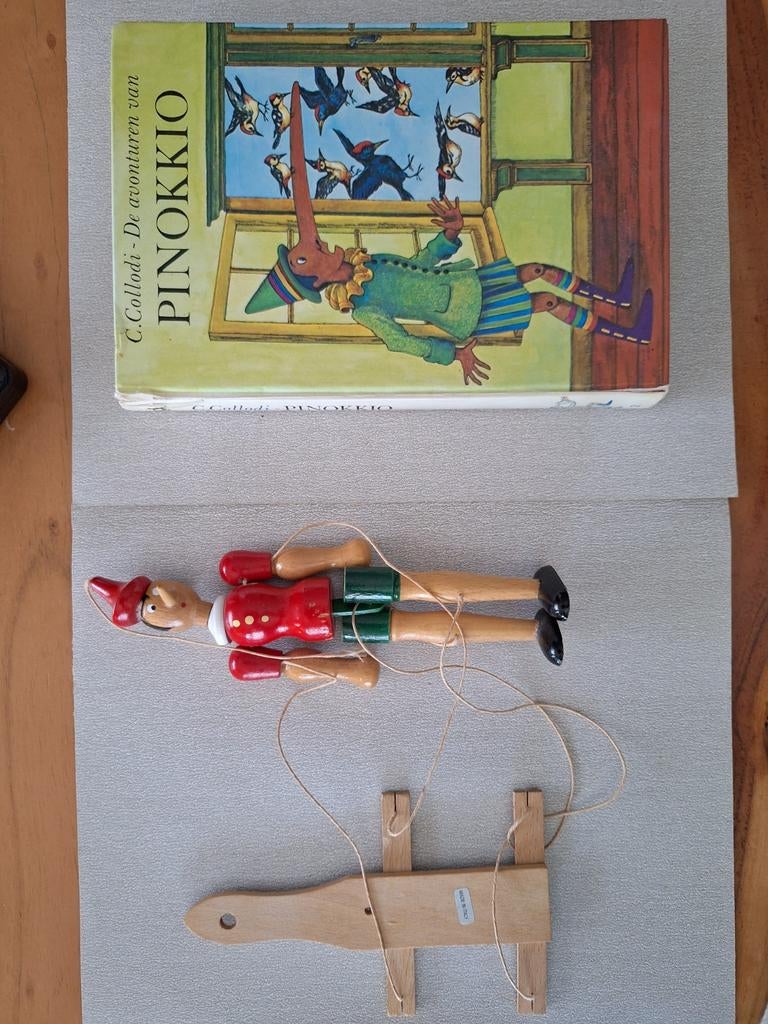 Pinokkio Boek en Houten Marionet, Ophalen of Verzenden, Gebruikt, Jongen of Meisje