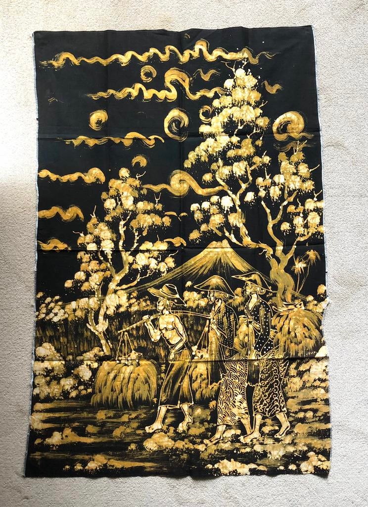 Mooi Batik doek Indonesie geel/zwart, Ophalen of Verzenden