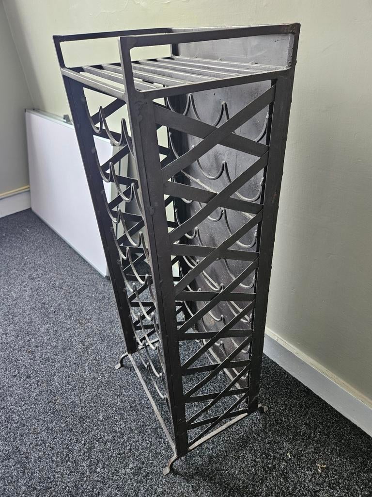 Vintage ijzeren wijnrek, Huis en Inrichting, Woonaccessoires | Wijnrekken, Ophalen, Metaal, 75 cm of meer