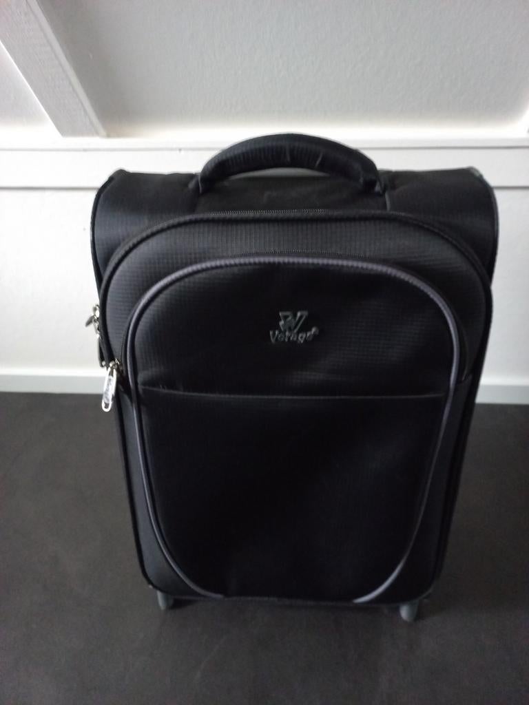 Zwarte handbagage koffer met wieltjes/uitschuifbare handg, Ophalen