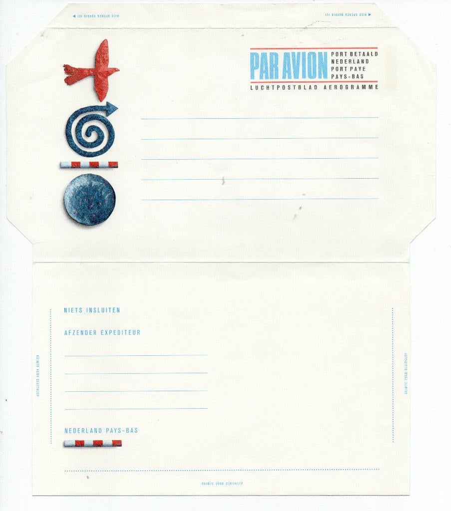 Luchtpostblad. AEROGRAMME nr. 34 ** Port betaald, Verzenden, Overige typen