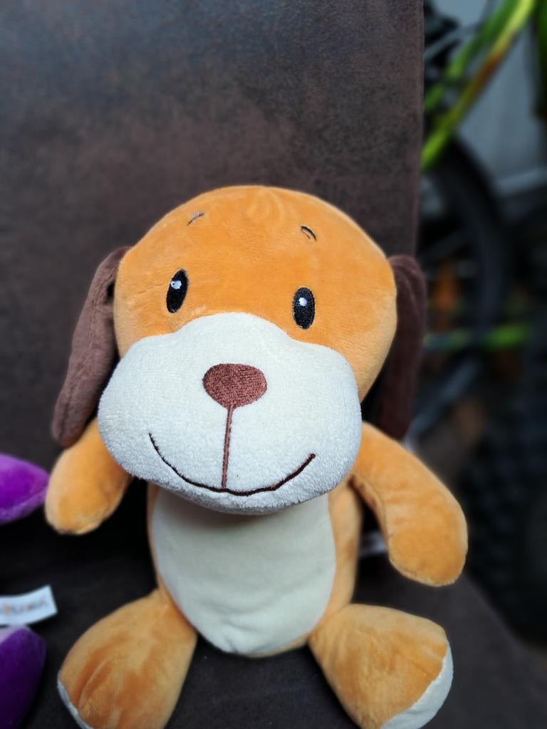 Nieuwe knuffels: hond, koe en kikker, Nieuw, Met label, Bruin, Hond